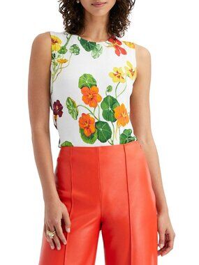 Oscar de la Renta Women's Nasturtium Print Cotton Blend Tank Top Multi Size XS